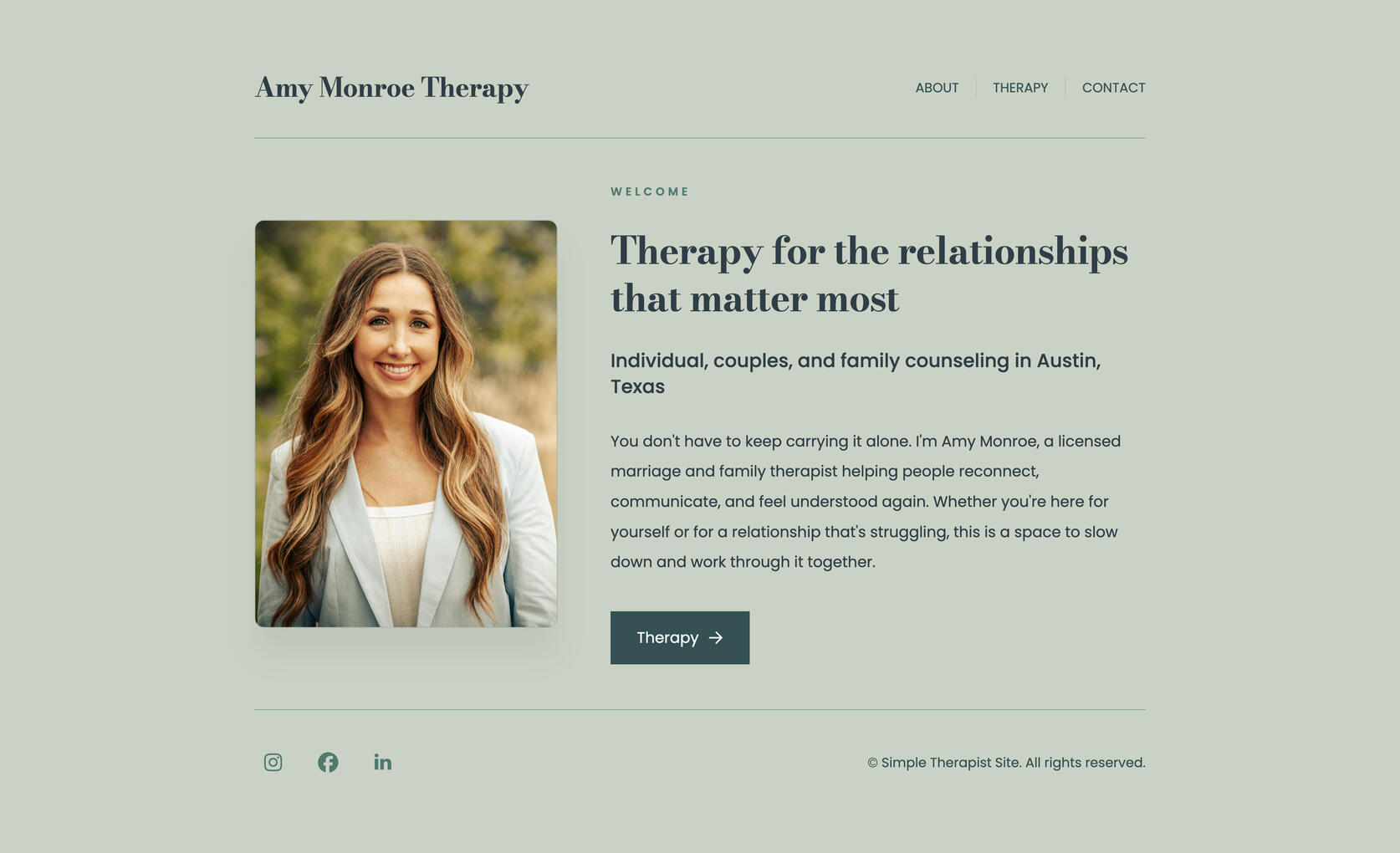 Carrd therapist website template